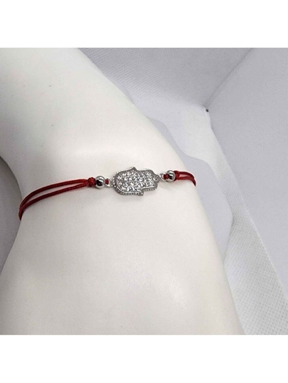 NEW Sterling Silver 925 Hamsa Design With Adjustable Bracelet